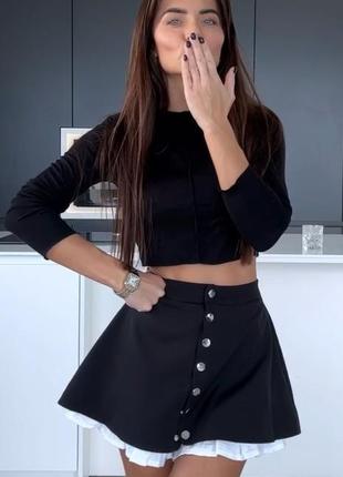 Внимание, предзаказ по полной стопроцентной предоплате! юбка - шорты женская, черная6 фото
