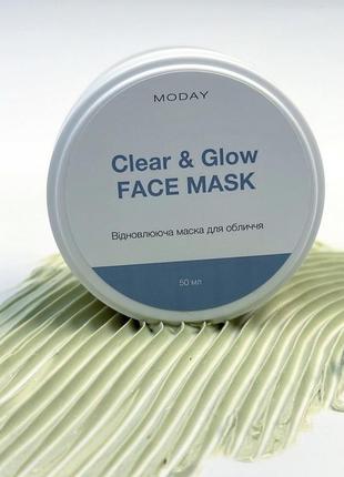 Відновлююча маска-антистрес для обличчя moday clear & glow face mask на основі цинку