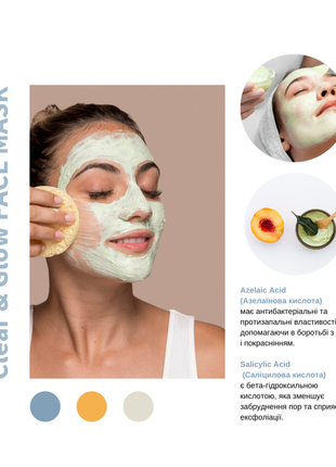 Відновлююча маска-антистрес для обличчя moday clear & glow face mask на основі цинку4 фото