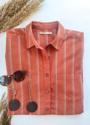 Хлопковая рубашка в красивую полоску pull&bear