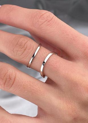 🇺🇦 кольцо срібло 925° покриття родій, подвійне обручка 1159.11р2 фото