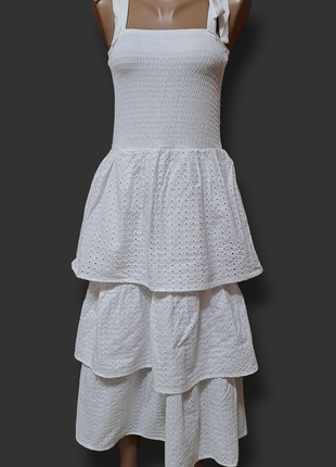 Біле плаття міді ярусна сукня2 фото