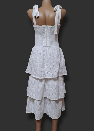 Біле плаття міді ярусна сукня4 фото