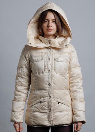 Женская молочная короткая куртка пуховик aviva code woman's