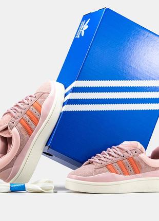 Женские кроссовки розовые в стиле adidas campus x bad banny