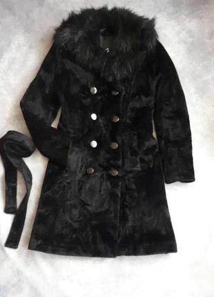 Пальто приталеного силуету з тканини з ворсом4 фото