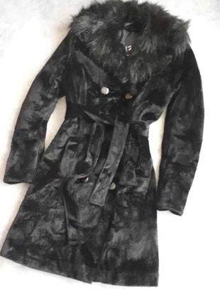 Пальто приталеного силуету з тканини з ворсом1 фото