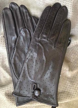 Женские кожаные перчатки без подкладки из натуральной кожи. цвет шоколад. размер 7"/19 см