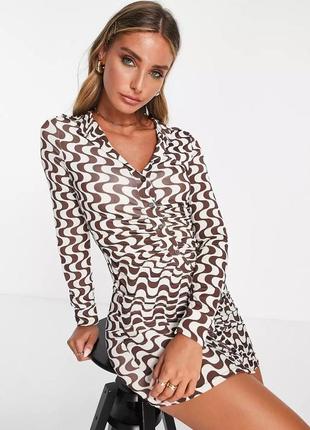 Оригинальное платье с длинными рукавами asos design, l