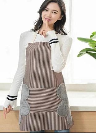 Фартух кухонний водонепроникний, водовідштовхувальний зі вставками, коричневий