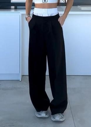 Полная 100% предоплата, предзаказ! брюки женские с имитацией белья, черные2 фото