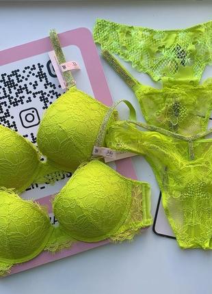 Victoria’s secret комплект оригинал салатовый новый камушки стразы2 фото