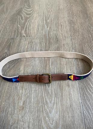 Ремень vintage orvis boho leather & fish pattern guatemalan  made in usa