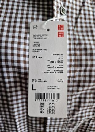 Мужская хлопковая рубашка   в мелкую клетку uniqlo9 фото