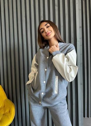 Утепленный спортивный костюм, бомбер + штаны5 фото