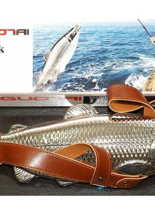 F1-48 фляга рыба большая 540 мл в чехле, легкая и портативная карманная фляжка из нержавейки
