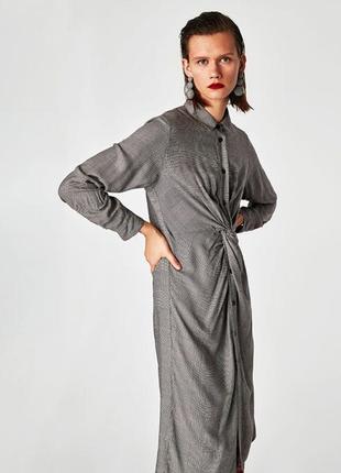 Zara платье рубашка с узлом2 фото