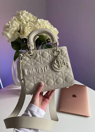 Сумка christian dior latte ultramatte cannage calfskin mini lady dior beige1 фото