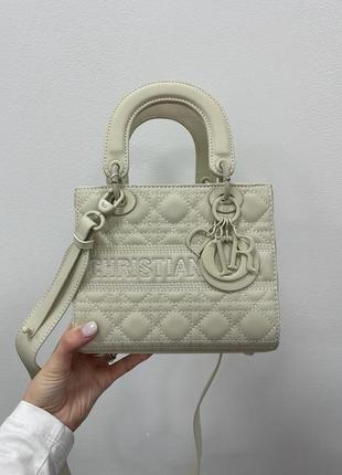 Сумка christian dior latte ultramatte cannage calfskin mini lady dior beige9 фото