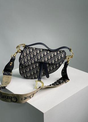 Сумка dior saddle bag with strap blue dior oblique jacquard5 фото