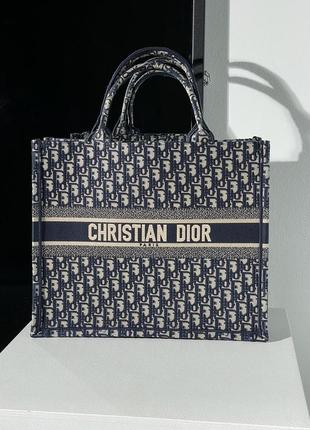 Сумка dior large book tote  ecru and blue dior oblique embroidery4 фото