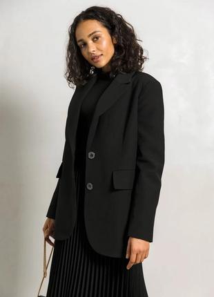 Пиджак женский классичнеский длинный черный3 фото