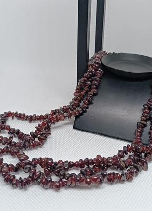Намисто кольє натуральний гранат каскад крихта джгут шикарний подарунок