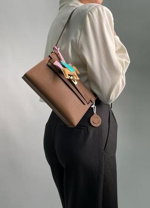 Женская сумка hermes kelly pochette brown/gold2 фото