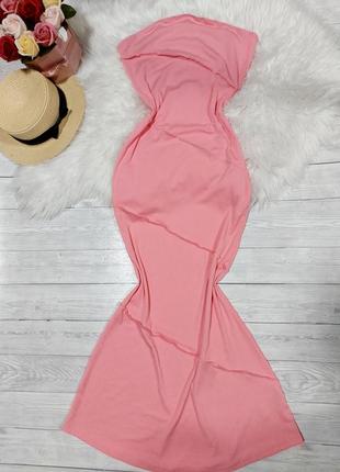 Платье длинное в рубчик платье "рыбка" розовое трендовое по фигуре платья рубчик 44 46 разбрродаж7 фото