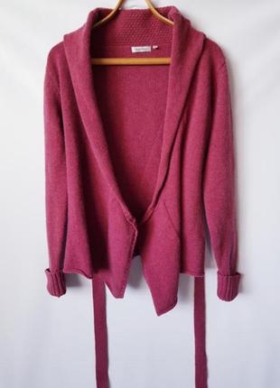 Шерстяной кардиган на запах с поясом теплая кофта джемпер свитер3 фото