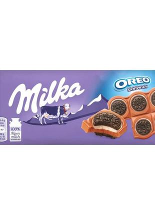 Шоколад молочный мilka с кусочками печенья oreo, 92 г