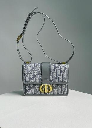 Жіноча сумка christian dior 30 montaigne chain bag grey dior oblique jacquard