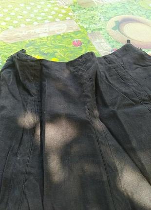 Черная юбка лен котон2 фото