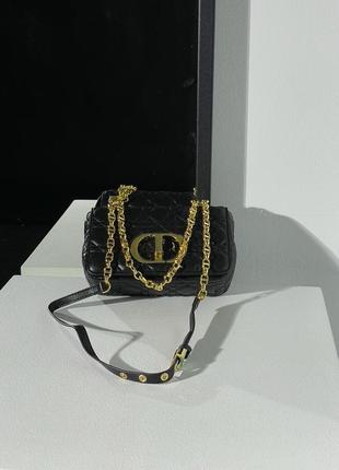 Женская сумка christian dior small dior caro bag black supple cannage calfskin6 фото