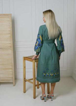 Вышыванка платье женское  лен домотканый "пані 10"2 фото