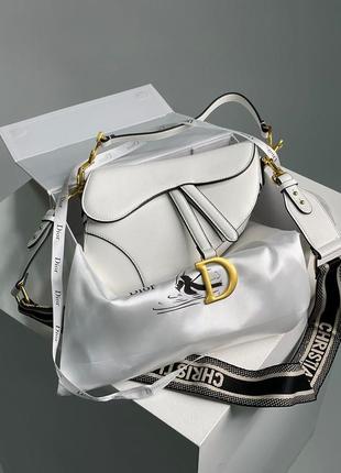 Жіноча сумка dior saddle bag with strap latte grained calfskin