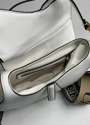 Жіноча сумка dior saddle bag with strap latte grained calfskin8 фото