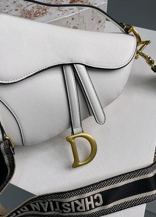 Жіноча сумка dior saddle bag with strap latte grained calfskin6 фото