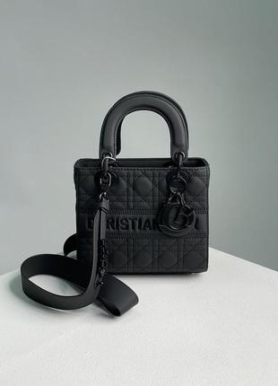 Christian dior latte ultramatte cannage calfskin mini lady dior black сумочка1 фото