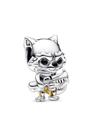 Серебряная бусина шарм подвеска подвеса бусина серебро пандора pandora silver s925 925 проба ale с биркой и пломбой клипса шарм-клипса енот ракета