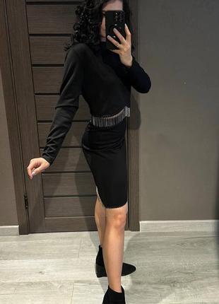 Нарядный красивый женский костюм кофта+ юбка черный 80567g3 фото