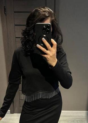 Нарядный красивый женский костюм кофта+ юбка черный 80567g2 фото