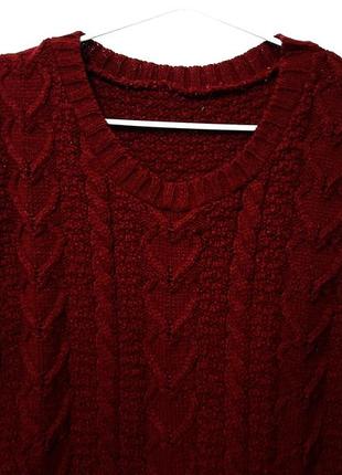 Ashra тёплая красивая кофта бордовая женская красивая вязка деми/зима джемпер лонгслив размер 44-484 фото