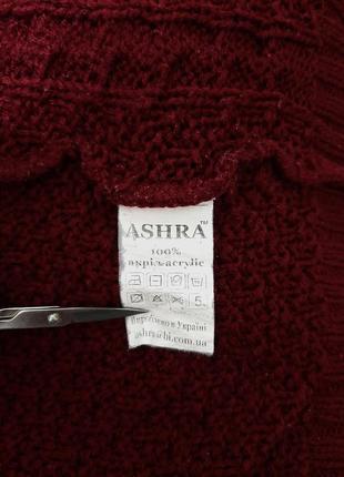 Ashra тёплая красивая кофта бордовая женская красивая вязка деми/зима джемпер лонгслив размер 44-489 фото