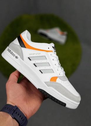 Adidas drop step белые с серым кроссовки мужские кожаные замшевые отменные качество кеды адедас осенние весенние демисезонные демисезонные