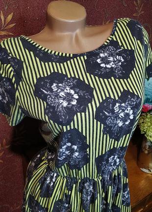 🔥 распродаж 🔥 короткое платье в полоску с цветочным принтом от topshop2 фото