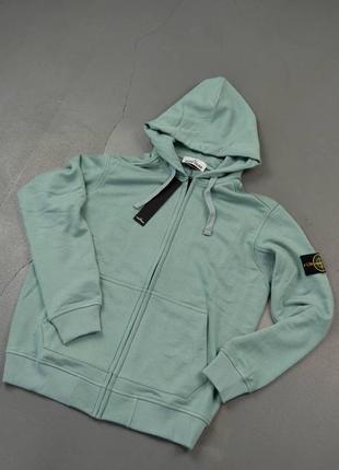 Чоловіча кофта stone island ментолова весняна осіння зіп худи стон айленд на блискавці з патчем (b)