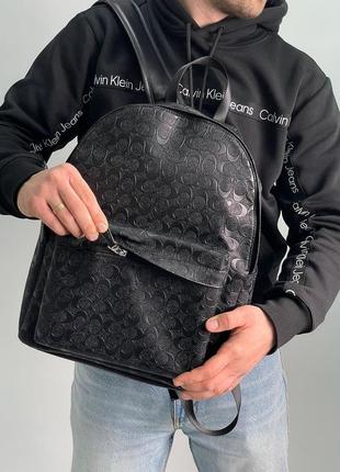 Чоловічий рюкзак coach charter backpack in signature leather black