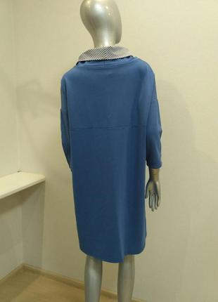 Платье голубого цвета воротник в полосочку италия3 фото