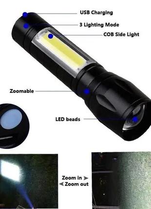 Кишеньковий ліхтарик на акумуляторі, потужний ліхтарик, для освітлення3 фото